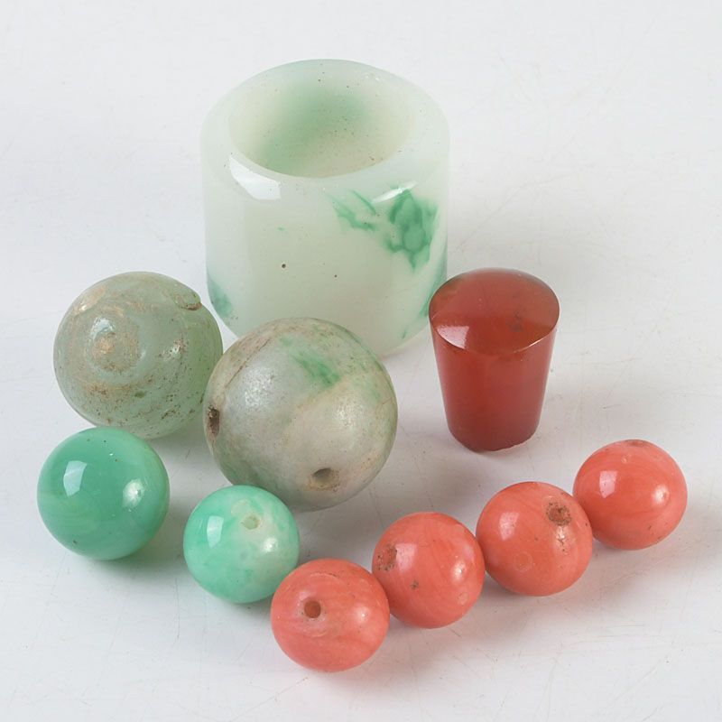 中国 玉石翡翠玉板指 山珊瑚緒締玉など 10点まとめて C S252 - メルカリ