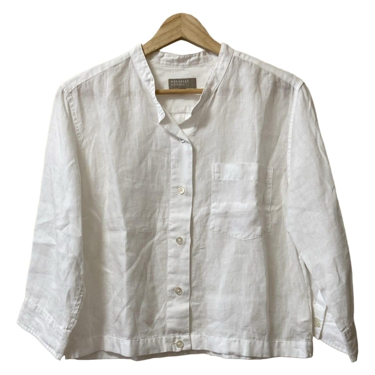 MargaretHowell マーガレットハウエル 七分袖シャツブラウス サイズ2 M レディース - 白 麻