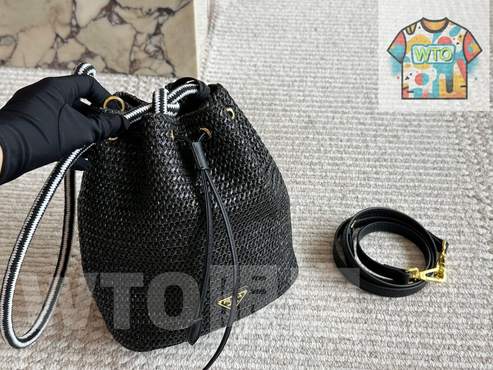 WTO通販 Prada プラダ 編み物バケットバッグシリーズ 清涼感と実用性を兼ね備える1 WTO輸入 IUN 84 休日コーデ パーティー向け