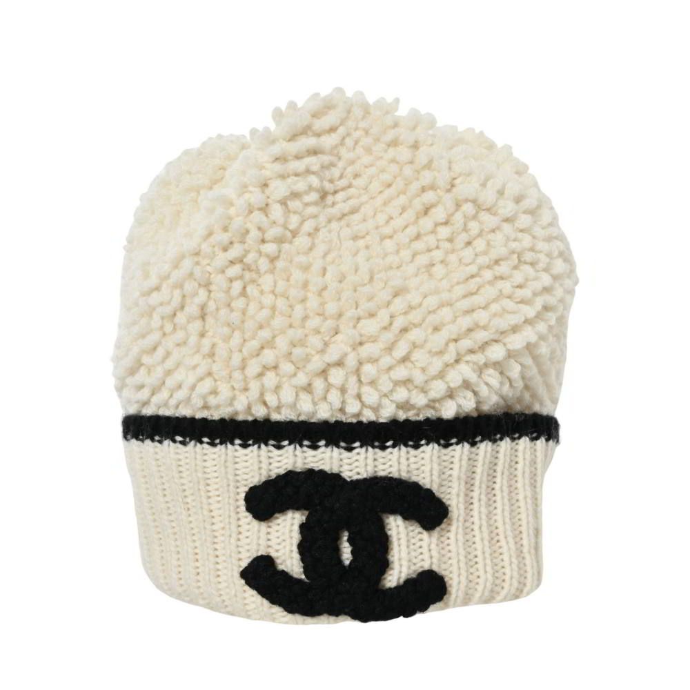 CHANEL 24K AAA585 B18529 ココマーク カシミヤ ニット帽 キャップ