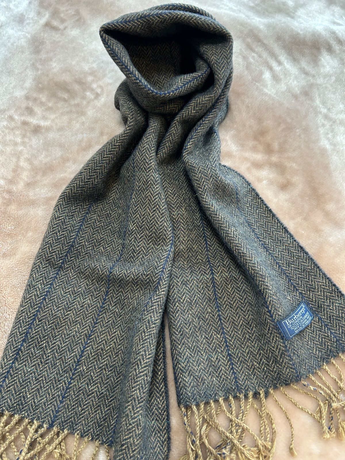 バーバリーBURBERRYマフラーストールショールスカーフブラウン茶色系ストライプカシミヤカシミア100%イングランド製イギリス製英国製レディースlady s LADYS女性用婦人 ウィメンズwomen’sメンズ men’s 男性用 紳士 ユニセックス男女兼用