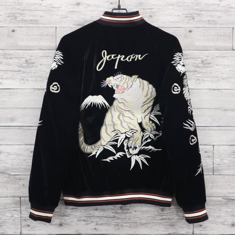 メンズ スカジャン 朧 ブルゾン アウター ジャケット 別珍 虎 タイガー トラ 竜 龍 アメカジ 和柄 日本 JAPAN ジャパン 刺繍 和柄 スーベニアジャケット Japanesesouvenir 横須賀 ユニセックス レディース 黒 ブラック