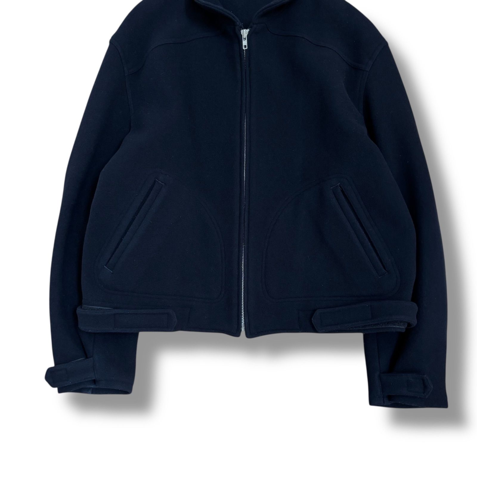 丸襟ウールジップアップコート