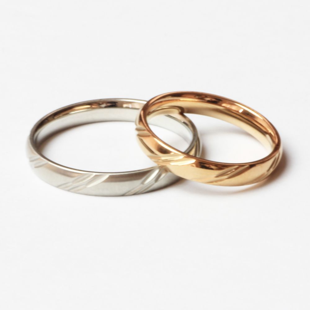 ステンレス 指輪 ペアリング 金属アレルギー対応 刻印 名入れ 無料3mm アンサンブル 一緒に 2本セット シルバー ピンクゴールド アレルギーフリーギフト用にも人気 ジーラブ