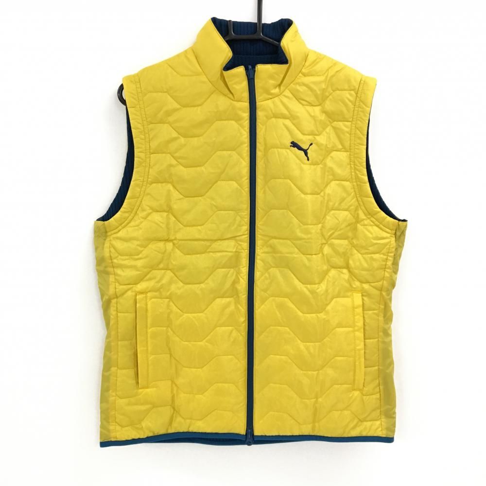 PUMA イエローベスト　リバーシブルベスト 新品】プーマ 中綿リバーシブルベスト イエロー 裏ニットネイビー