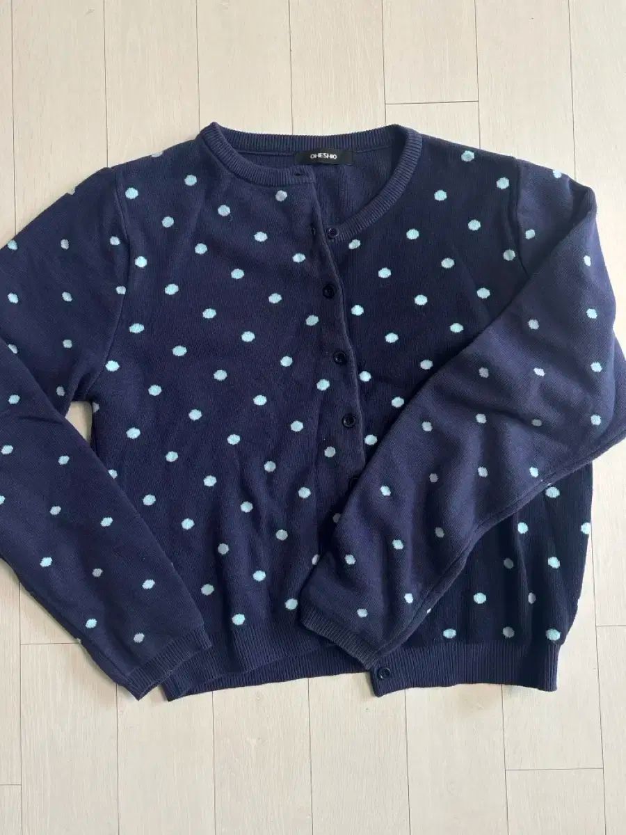 ONESHIO ネイビー ドット DOT TWO TONE CARDIGAN