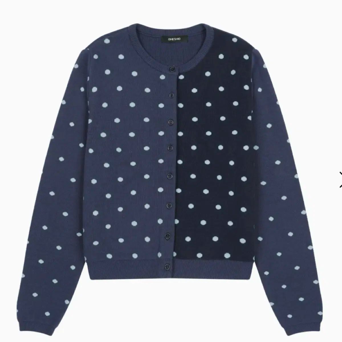 ONESHIO ネイビー ドット DOT TWO TONE CARDIGAN