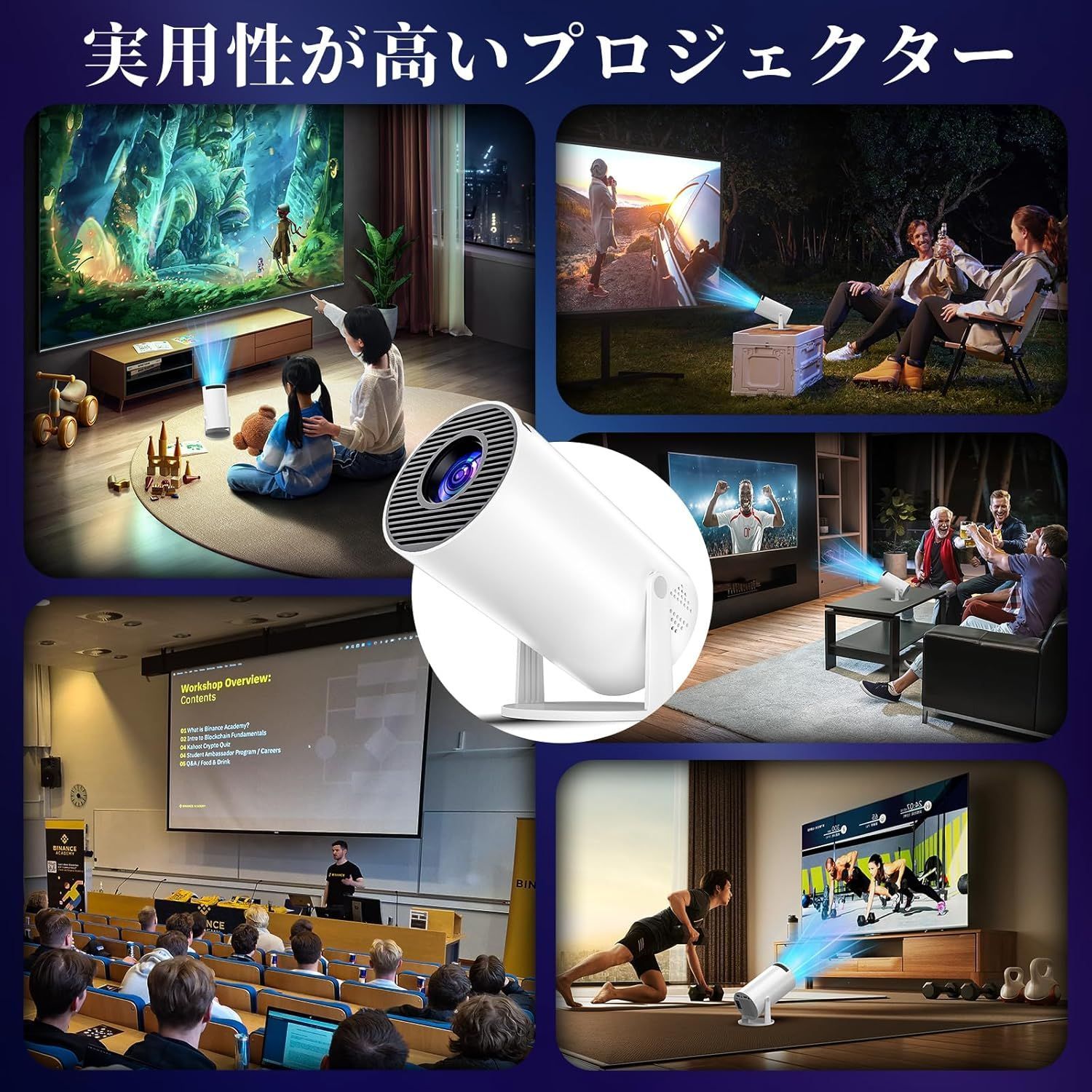 プロジェクター 家庭用 2025年新登場 18000LM 270°回転 4K対応 Android