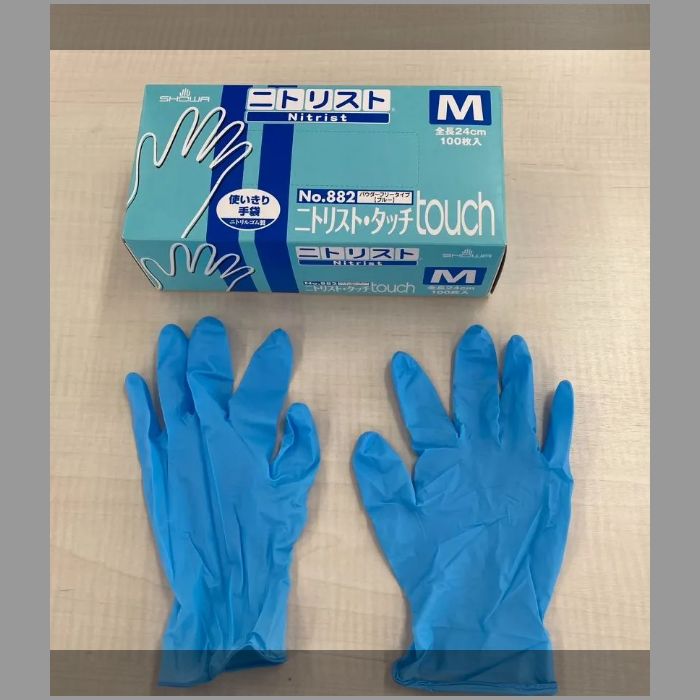 10箱セット ニトリル手袋 ニトリスト タッチ №882 パウダーフリー 100枚入 ブルー Mサイズ