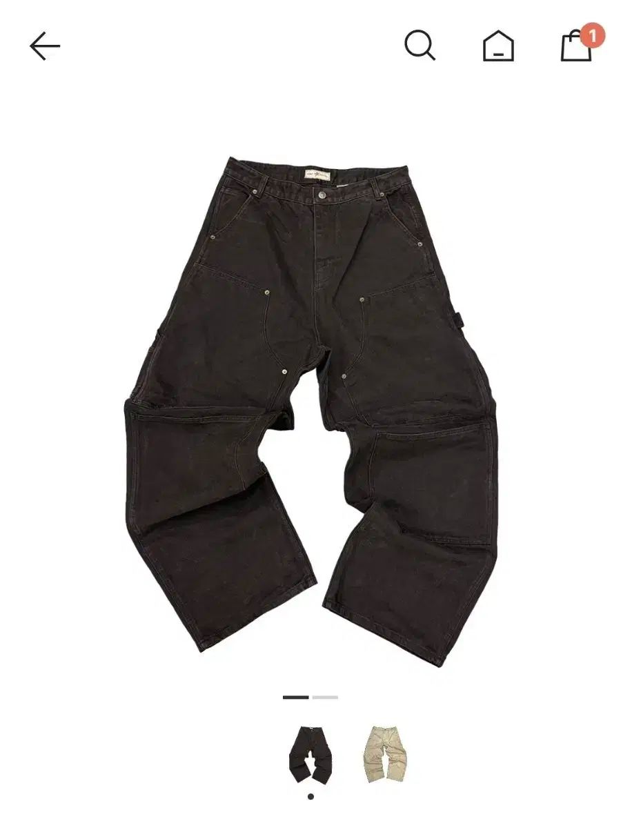 1 葵色カットダブルニーパンツ ブラックパール