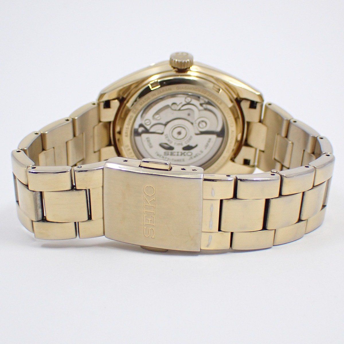 SEIKO セイコー メカニカル 自動巻き メンズ 腕時計 ゴールドGP 裏スケ