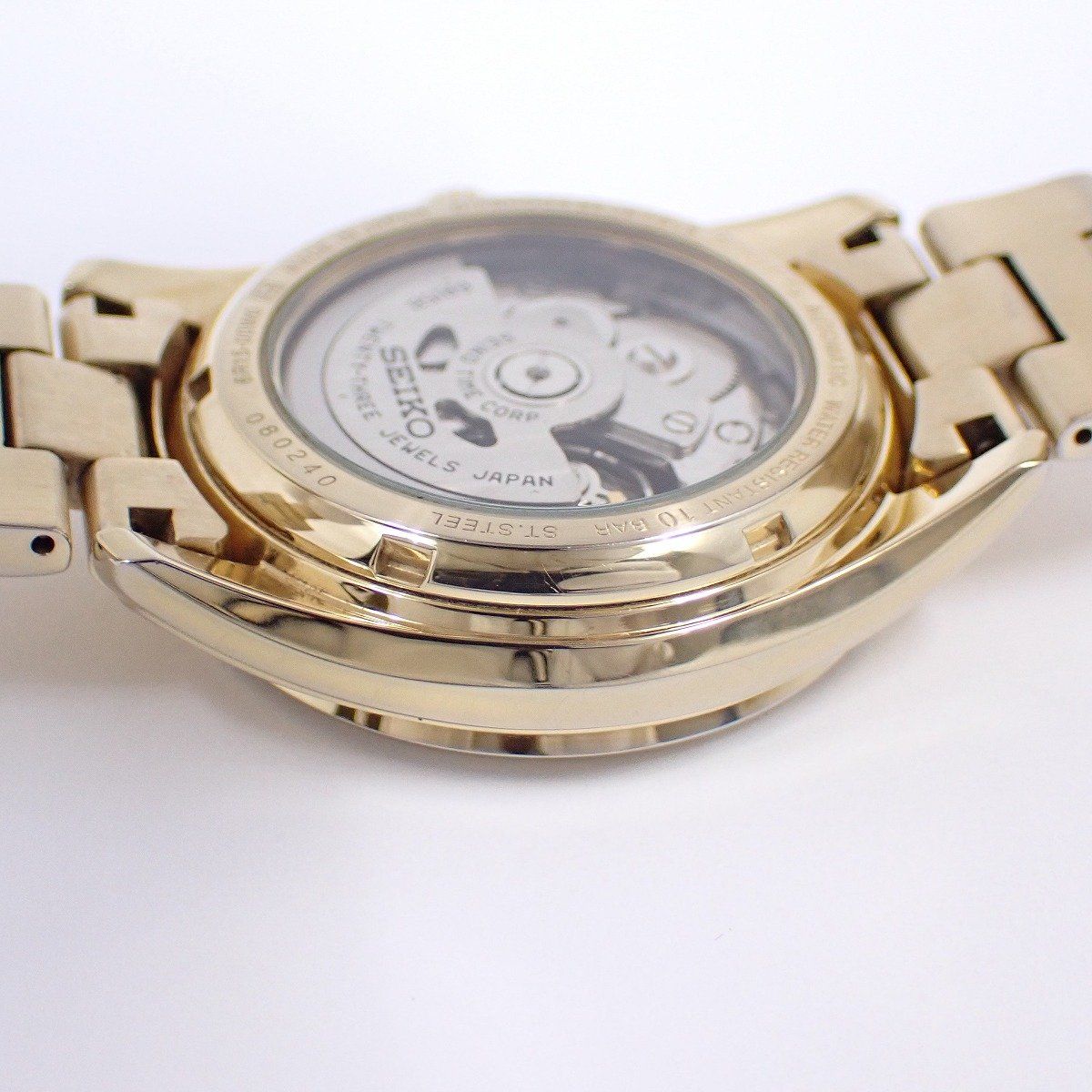 SEIKO セイコー メカニカル 自動巻き メンズ 腕時計 ゴールドGP 裏スケ