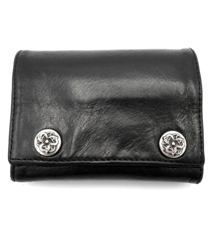 クロムハーツ CHROME HEARTS 3FOLD 3フォールド ケルティック ボール ボタン レザー ウォレット 財布 45479