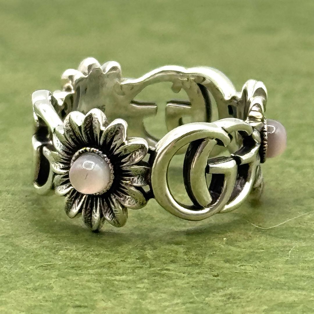 GUCCI フラワー ダブルG マザー・オブ・パール リング 指輪 104116