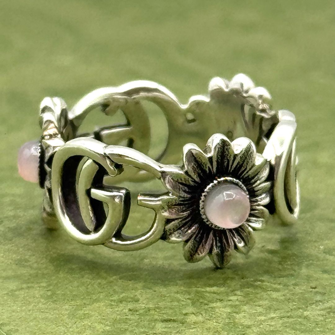 GUCCI フラワー ダブルG マザー・オブ・パール リング 指輪 104116