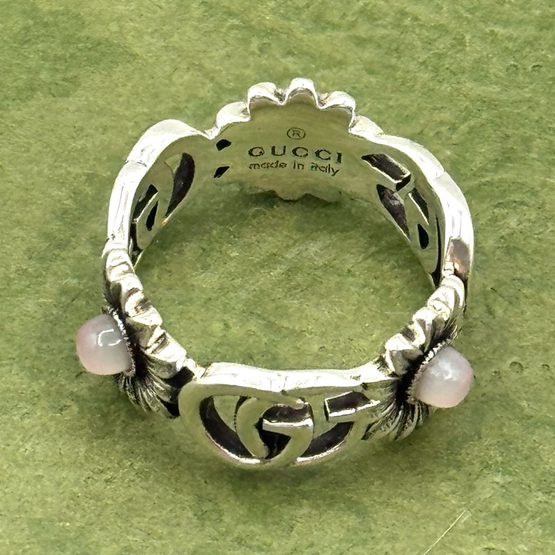 GUCCI フラワー ダブルG マザー・オブ・パール リング 指輪 104116