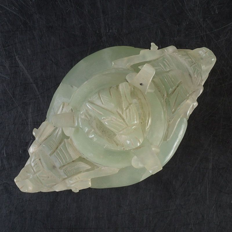 中国 玉石岫玉彫刻 雙耳活環 神獣鈕蓋爐 香炉 N S261 - メルカリ