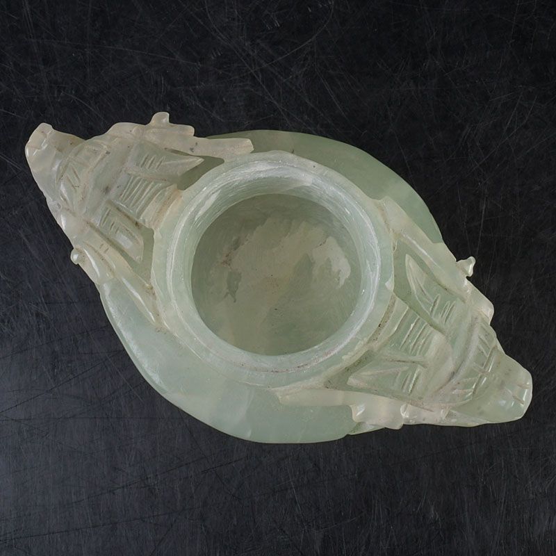 中国 玉石岫玉彫刻 雙耳活環 神獣鈕蓋爐 香炉 N S261 - メルカリ