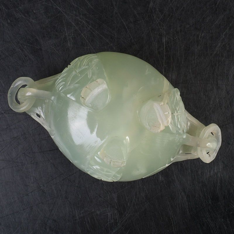 中国 玉石岫玉彫刻 雙耳活環 神獣鈕蓋爐 香炉 N S261 - メルカリ