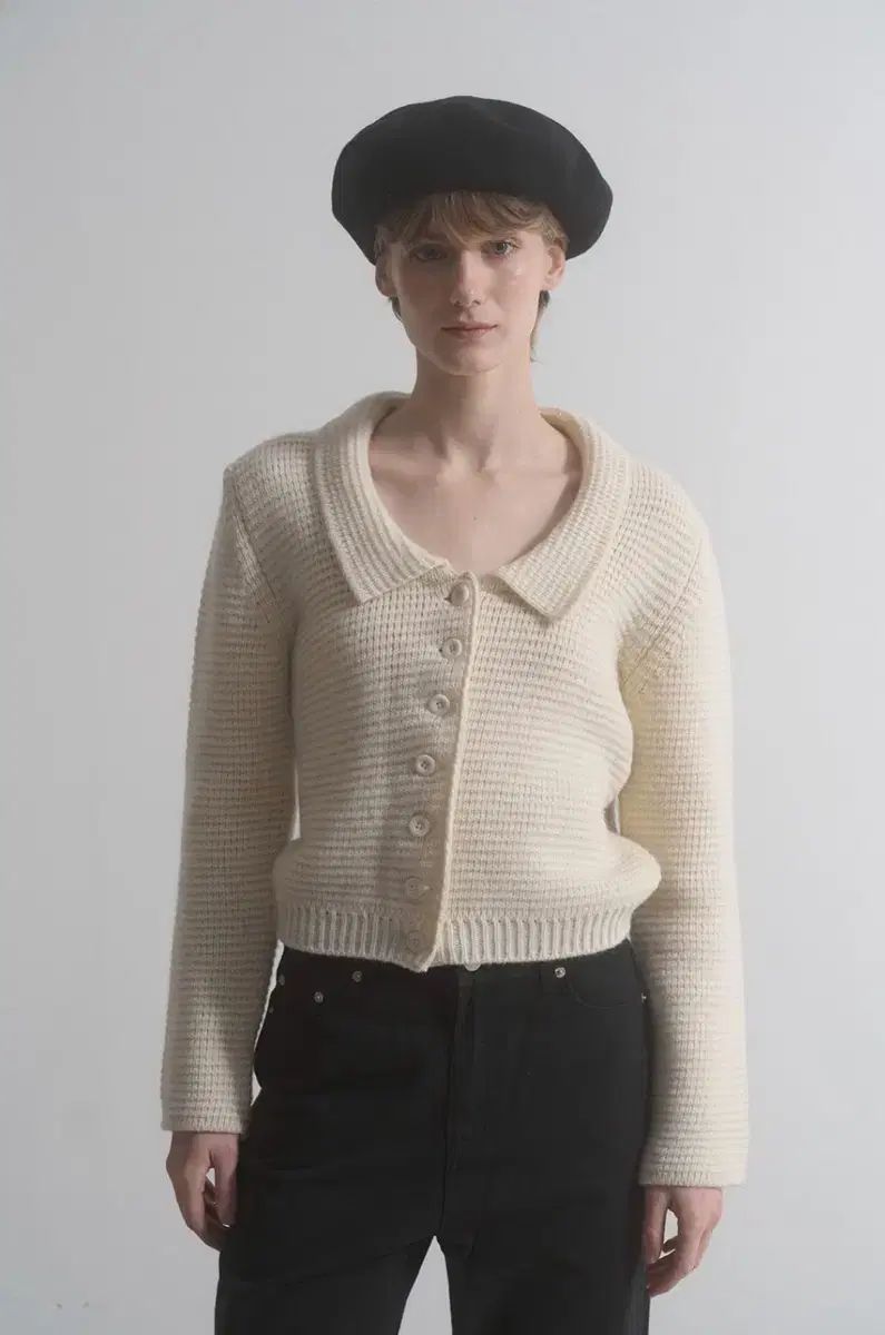 더히어 Scotland Wool Collar Cardigan