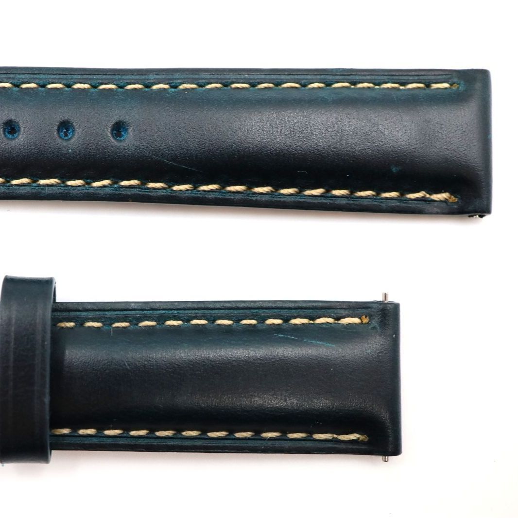 ラグ幅24mm ブライトリング対応 腕時計用レザーベルト ブルー 本革型