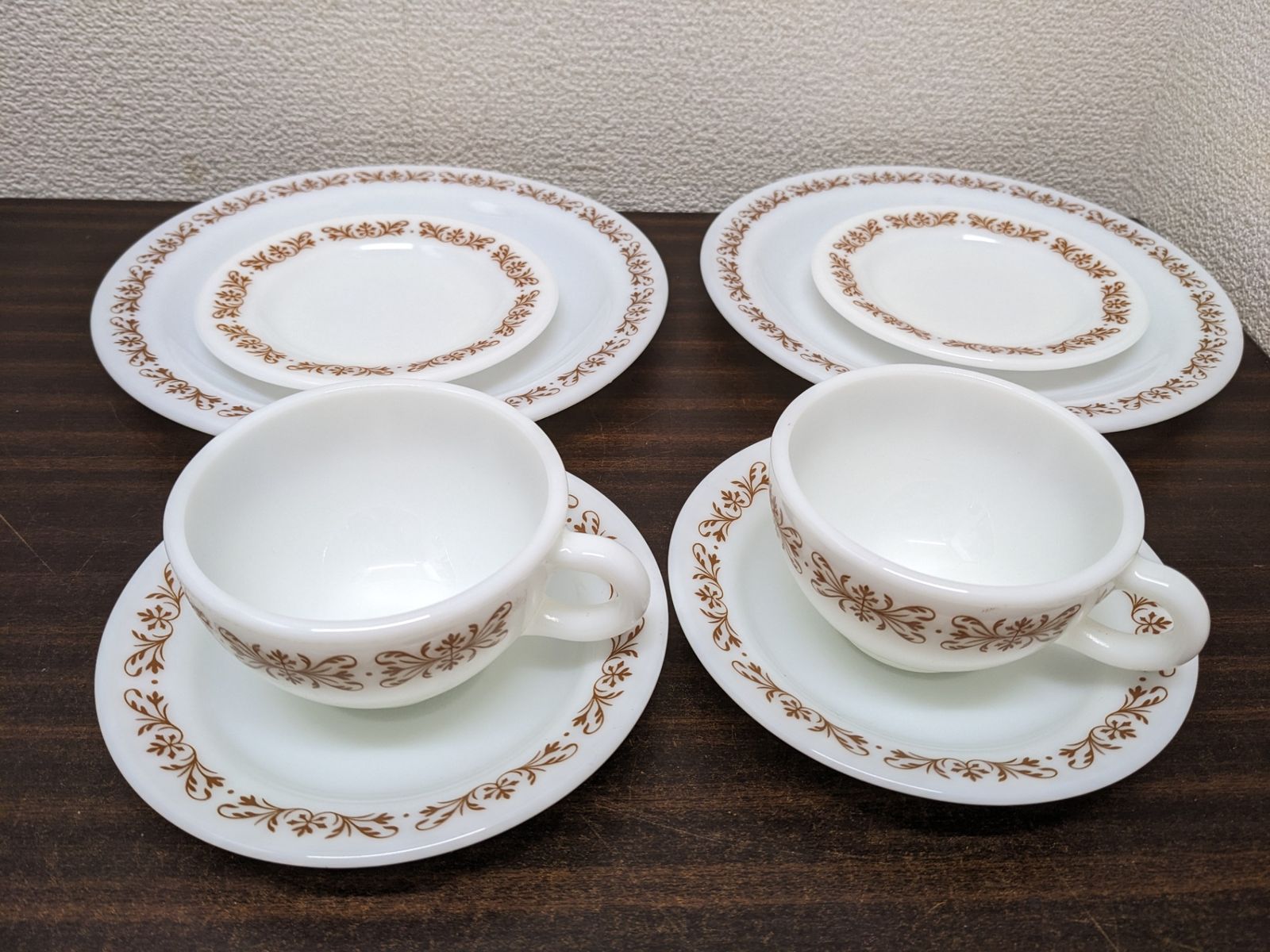 パイレックス カッパーフィリグリー ペアセット カップ&ソーサー プレート2種