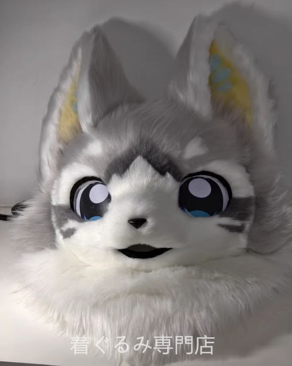 着ぐるみヘッド 猫 パープル 犬 全頭ヘッド ケモノ ファースーツ ぬいぐるみ コスプレ コスチューム kigurumi