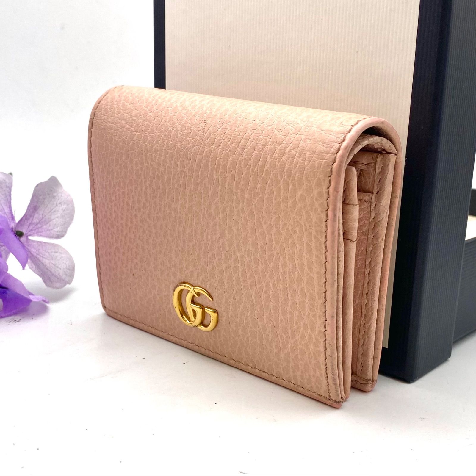 グッチ GGマーモント コンパクト ウォレット ピンク きFY103