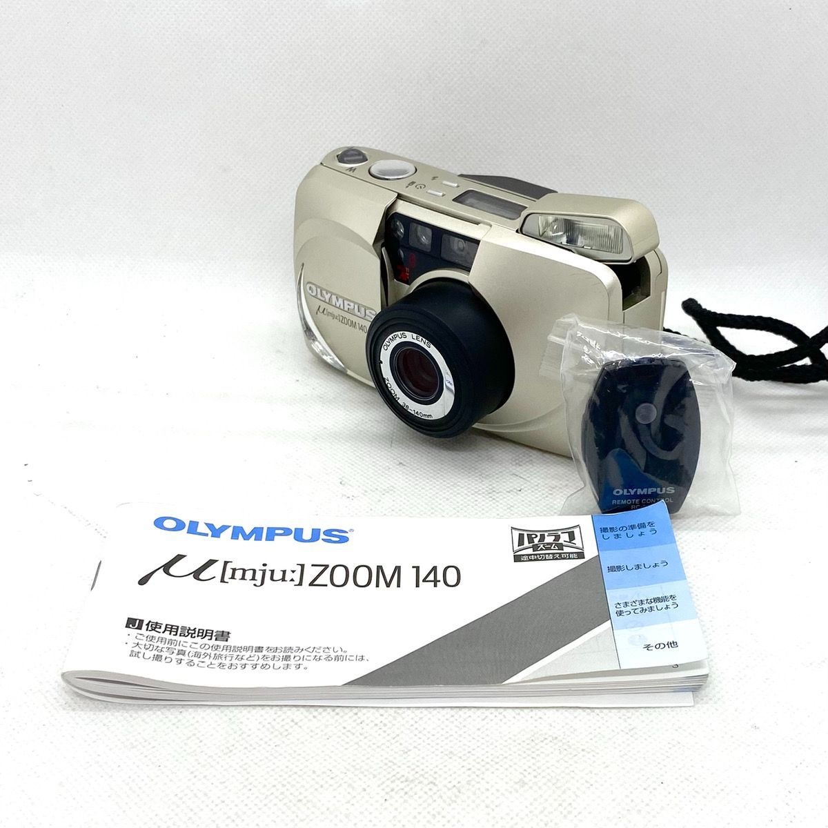 動作良好 OLYMPUS μ mju ZOOM 140 オリンパス ミュー ズーム フィルムカメラ コンパクト リモコン 取説付き
