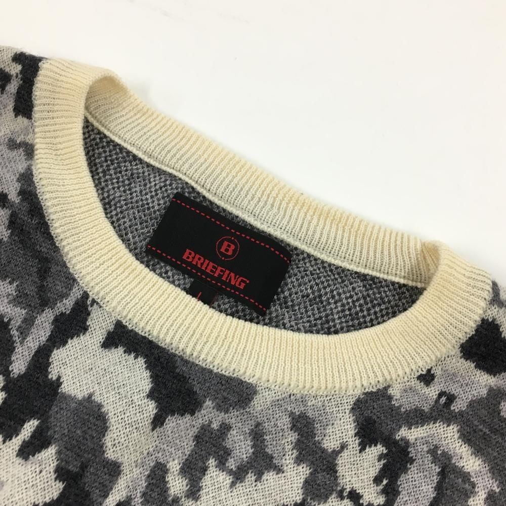 ブリーフィング セーター アイボリー×グレー カモフラ 迷彩 ニット