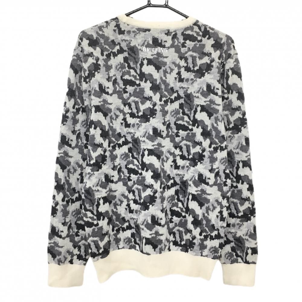 ブリーフィング セーター アイボリー×グレー カモフラ 迷彩 ニット