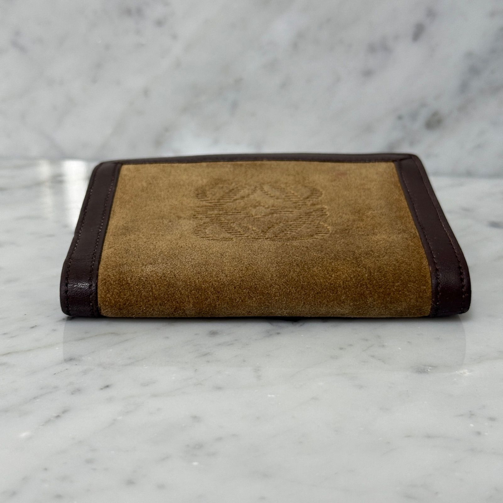 LOEWE ロエベ 二つ折り財布 スエード アナグラム スウェード 本レザー