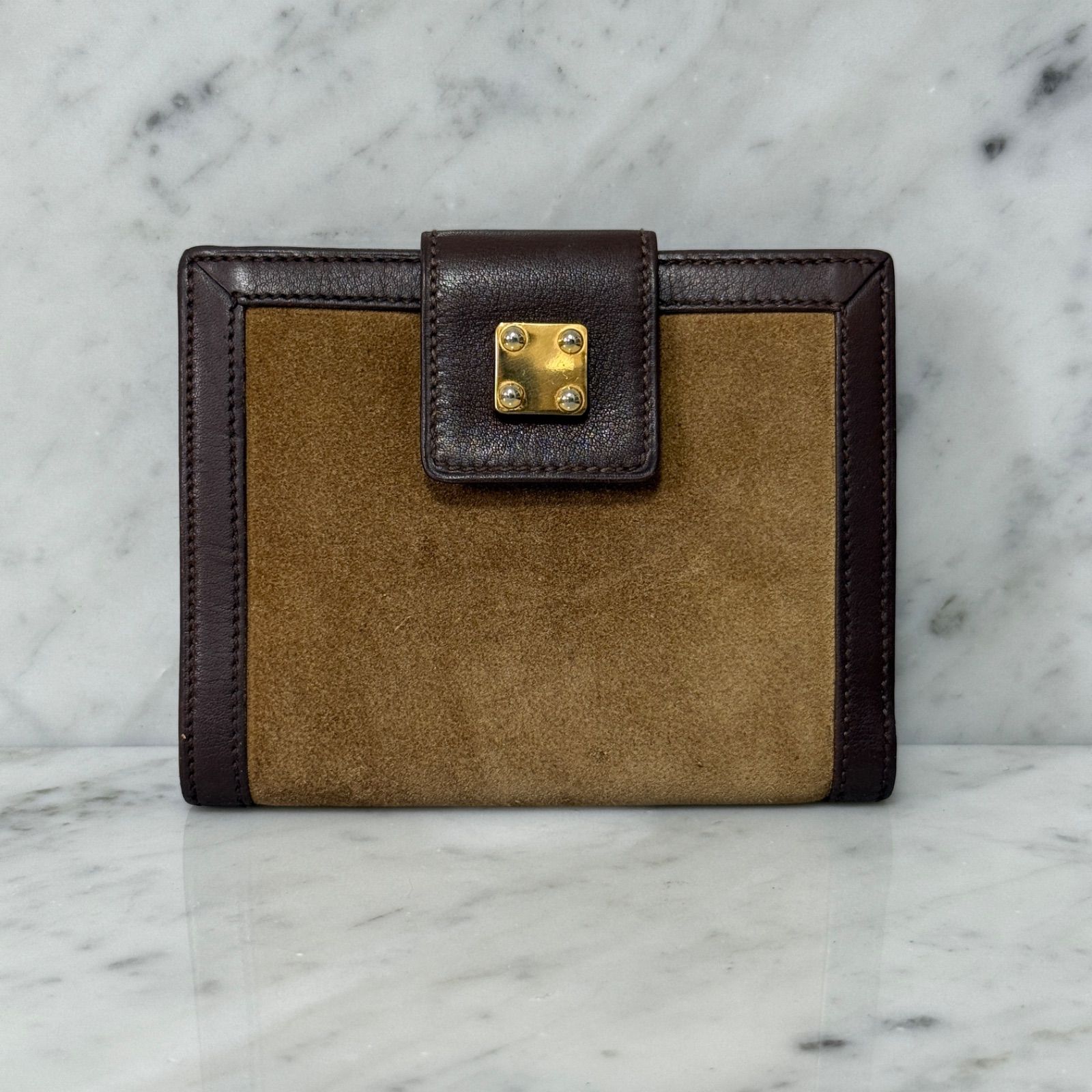 LOEWE ロエベ 二つ折り財布 スエード アナグラム スウェード 本レザー