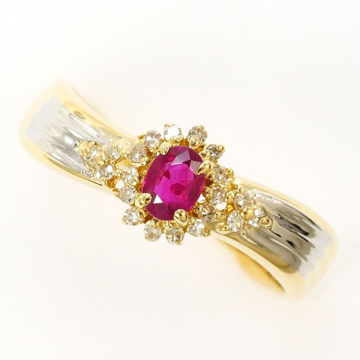 PT900 プラチナ K18YG リング 指輪 12号 ルビー ダイヤモンド 0.09ct 総重量約2.7g