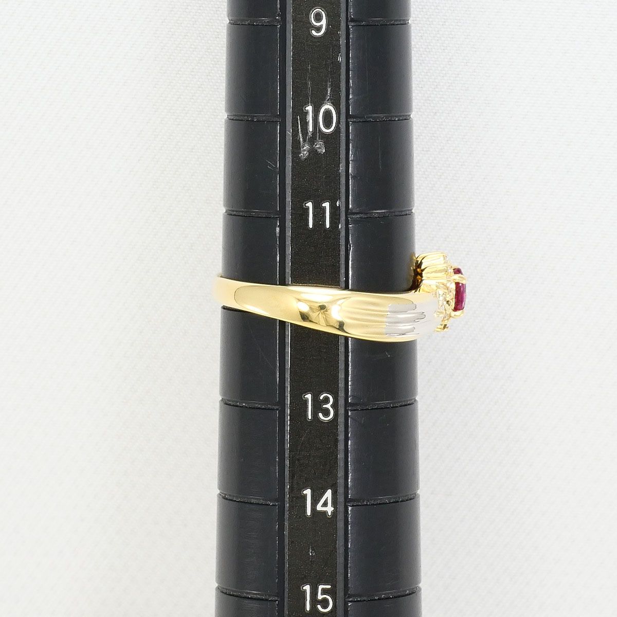 PT900/プラチナ K18YG リング・指輪 12号 ルビー ダイヤモンド 0.09ct
