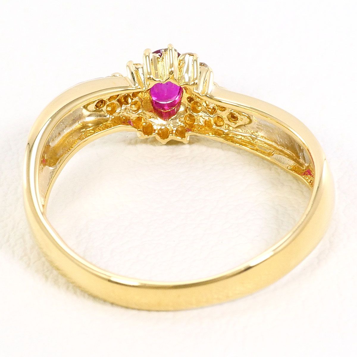 PT900/プラチナ K18YG リング・指輪 12号 ルビー ダイヤモンド 0.09ct