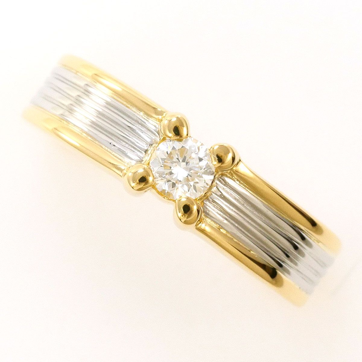 PT900 プラチナ K18YG リング 指輪 9号 ダイヤモンド 0.15ct 総重量約2.6g