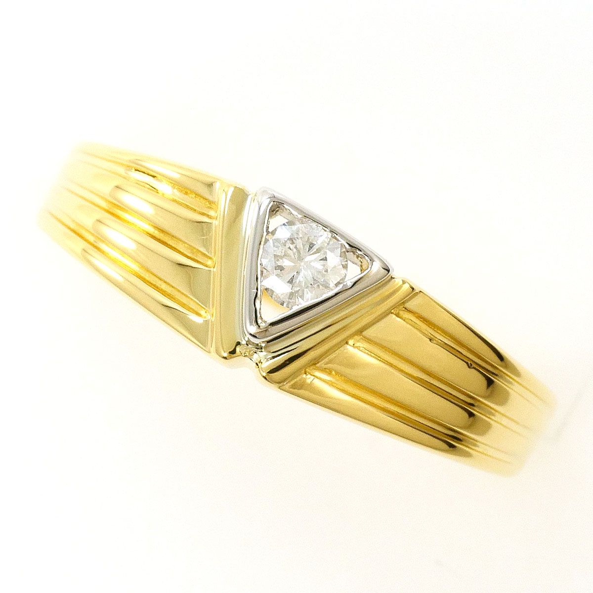 PT900 プラチナ K18YG リング 指輪 13号 ダイヤモンド 0.12ct 総重量約2.8g