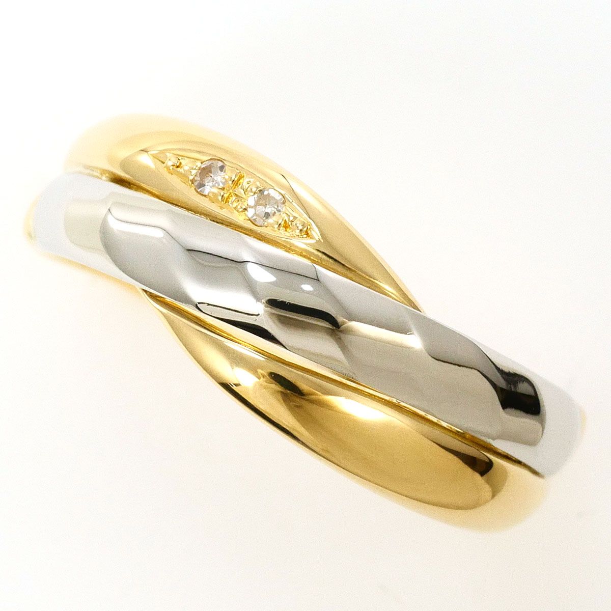 PT900 プラチナ K18YG リング 指輪 13.5号 ダイヤモンド 総重量約3.0g