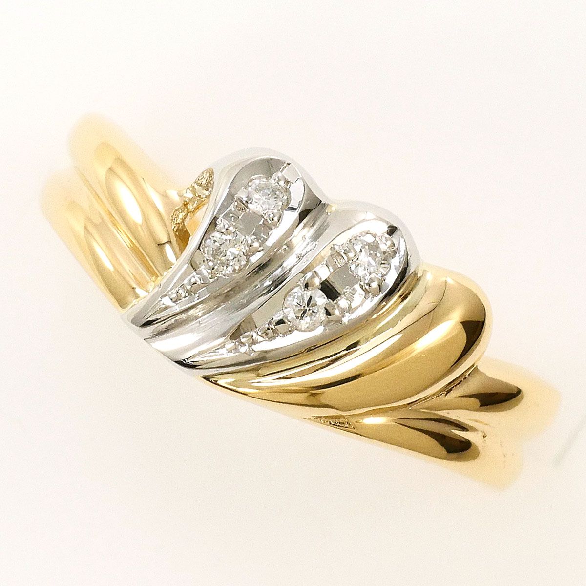 Pm900 プラチナ K18YG リング 指輪 8号 ダイヤモンド 0.04ct 総重量約2.5g