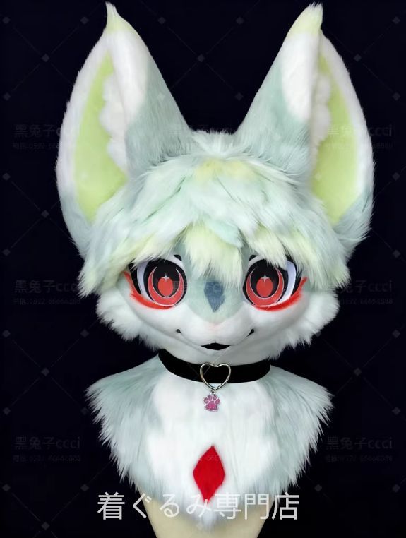 着ぐるみヘッド 猫 ドラゴン 緑 全頭ヘッド ケモノ ファースーツ ぬいぐるみ コスプレ コスチューム kigurumi