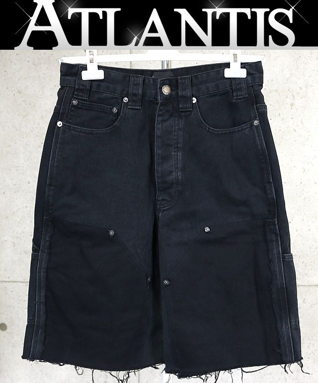 BALENCIAGA 銀座店 バレンシアガ Ripped Off ブラックデニム ショーツ パンツ size XS 黒 101047