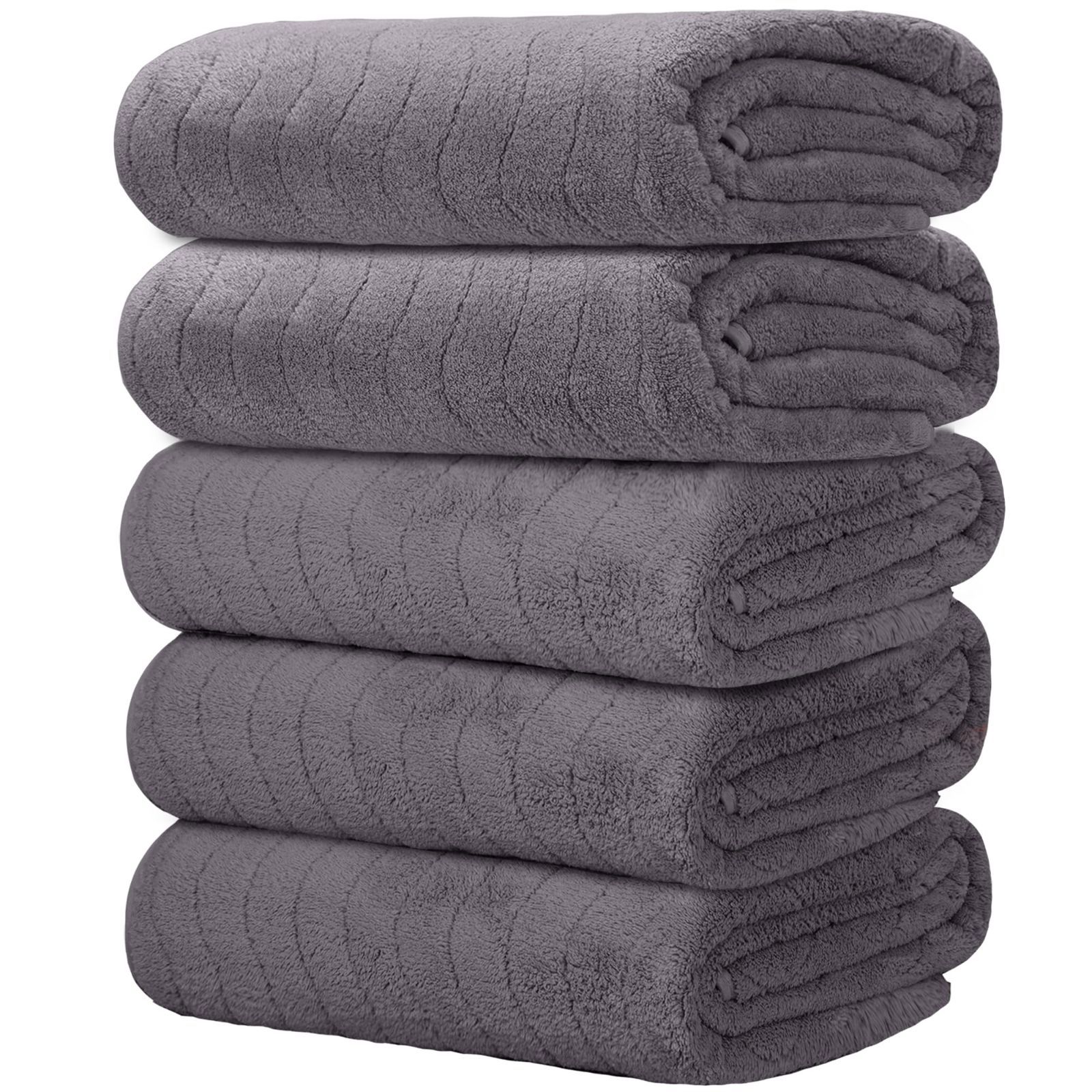 特価商品】バスタオル [HOSUR 5枚セット ダークグレー] ふわふわ 大判