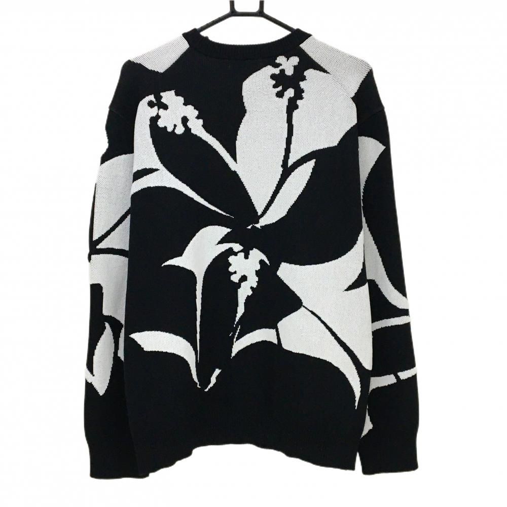 マークアンドロナ セーター 黒×白 総柄 ニット 袖ポケット付 メンズ 50