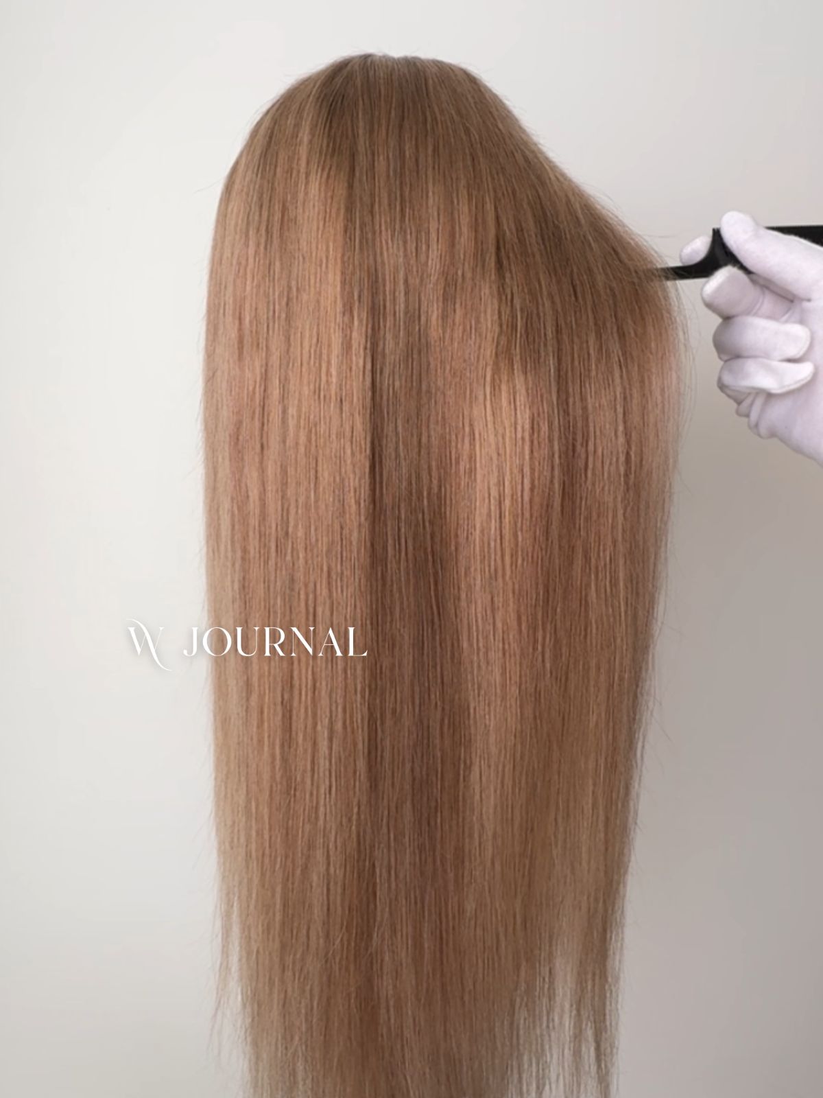 人毛 フルウィッグ|ローズゴールド|耳が出せる 自然なもみあげ|ロング