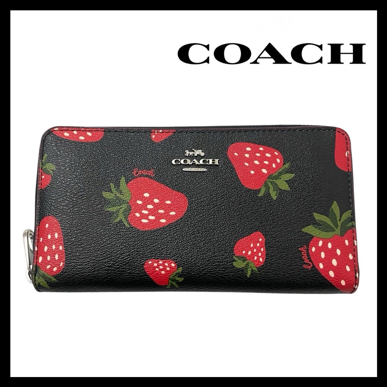 COACH】ロング ジップ アラウンド ウォレット ワイルド ストロベリー