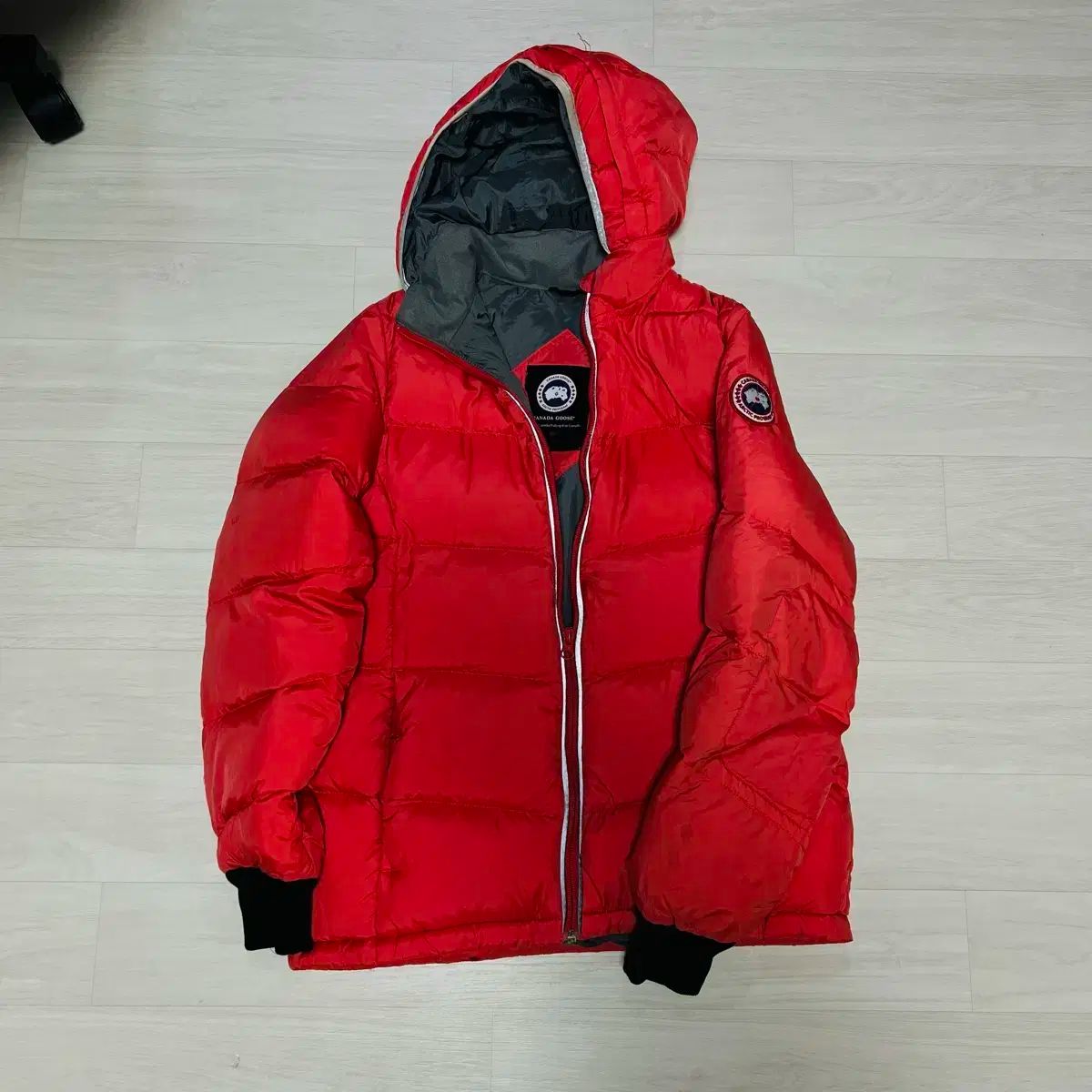 Vtg Canada Goose カナダグース レディース デニム レッド ダウン アウター L 14-16