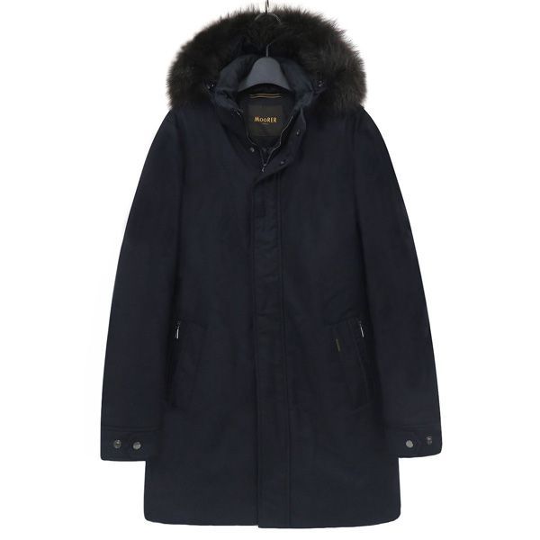 サイズ48 MOORER ムーレー VERMONT-FUR-LL ウール×カシミヤ ダウン コート ネイビー 濃紺 ファー 定価49.5万 47530