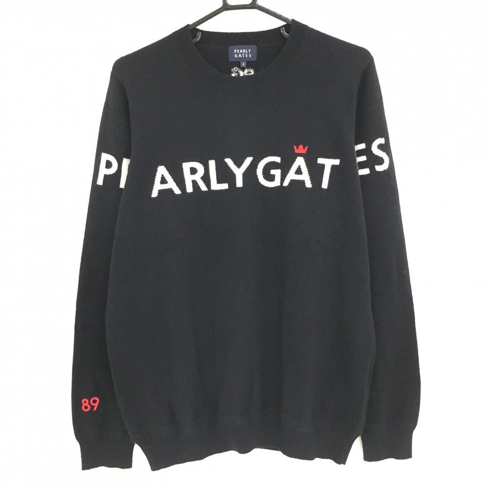 パーリーゲイツ セーター 黒×白 カシミヤ100％ ニット メンズ 6 XL ゴルフウェア PEARLY GATES