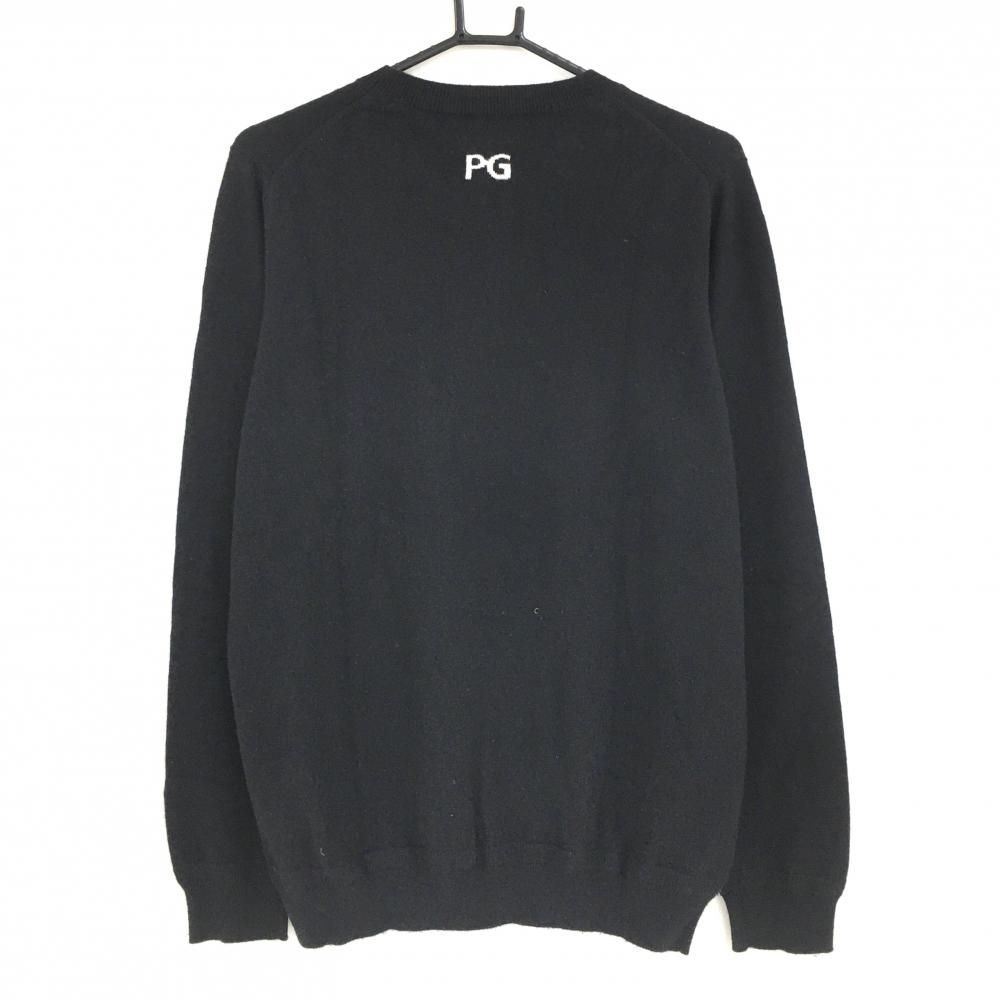 パーリーゲイツ セーター 黒×白 カシミヤ100％ ニット メンズ 6 XL ゴルフウェア PEARLY GATES